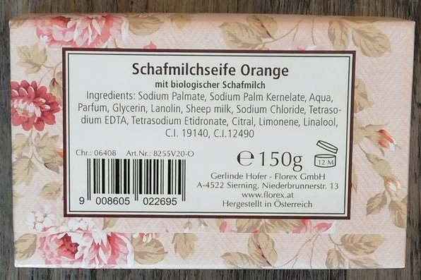 Schafmilchseife  Orange 150 Gramm