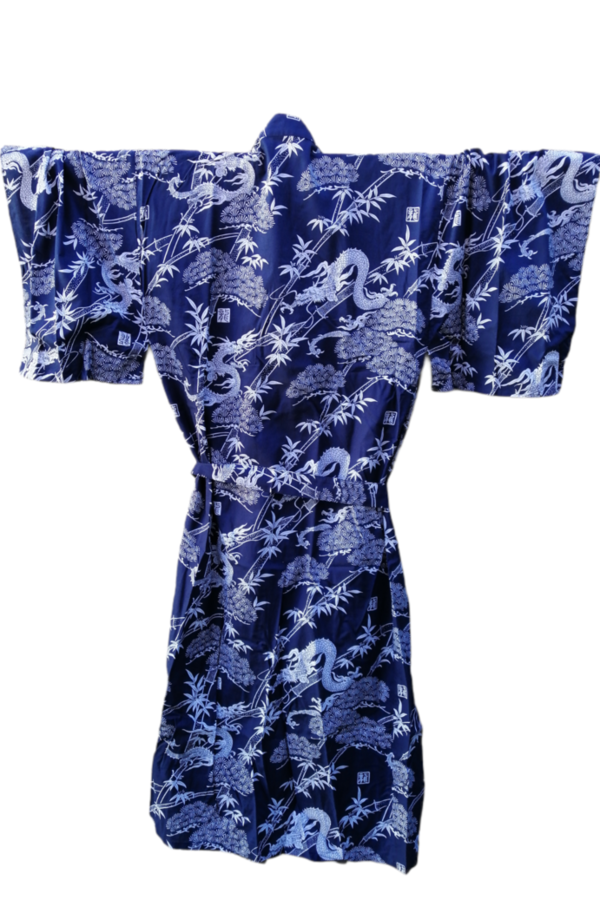 Kimono Japan 527 blau weiße Drachen Gr. L