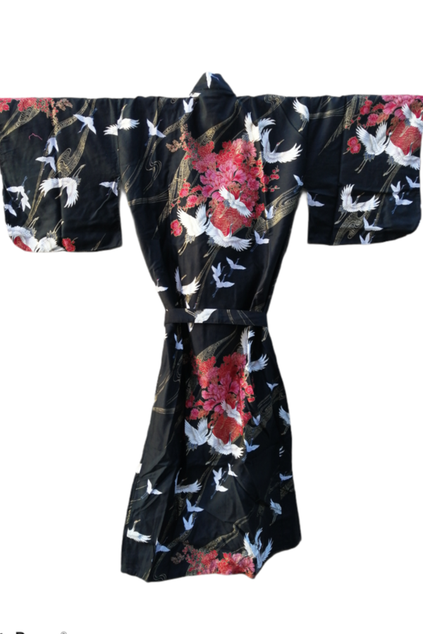 Kimono Japan 594 schwarz rot Gr. L weit