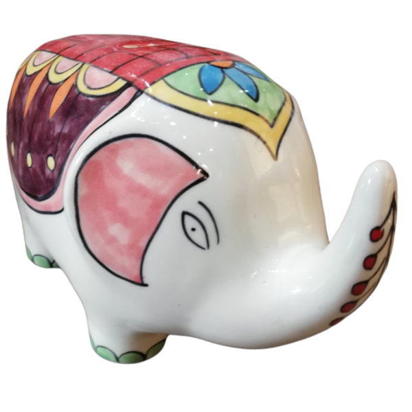 Keramikspardose Elefant bunt Floral oben rot GZM-279