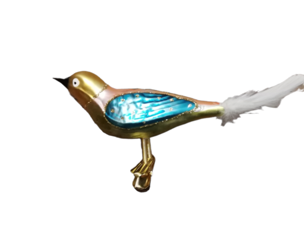 Christbaumschmuck Glasvogel mit weißer Feder A 0065